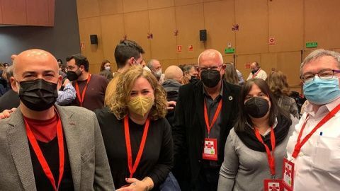 Scotto, Pérez, Grimalt, Morera y Roselló, en el congreso socialista. Foto: Facebook PSOE Dénia