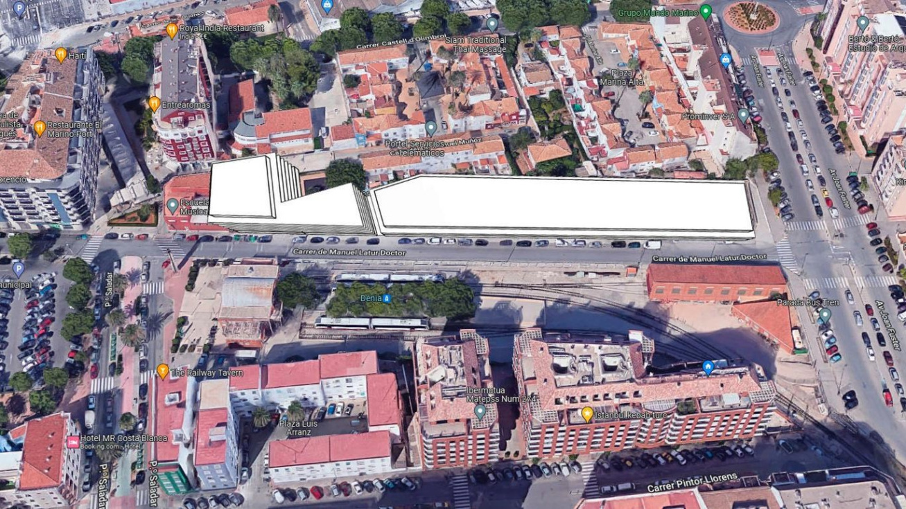 Simulación plano cenital del solar de las casetas de los ferroviarios