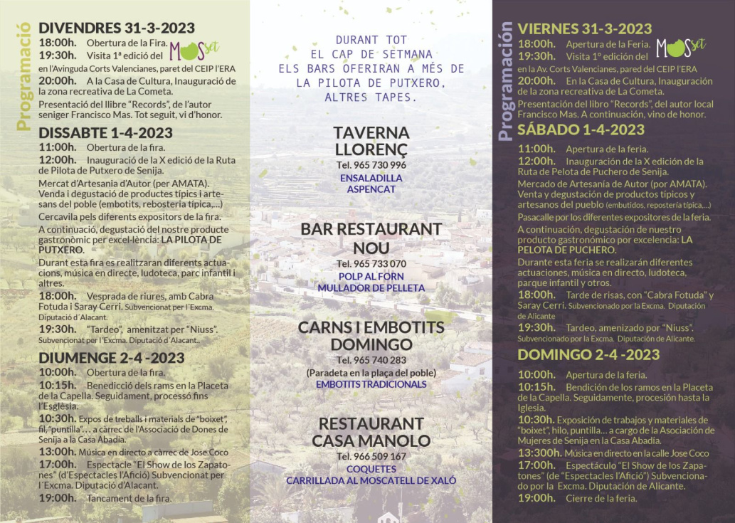 La X Ruta de la Pilota de Putxero y la Feria de Artesanía de Autor vuelven a Senija del 31 de marzo al 2 de abril