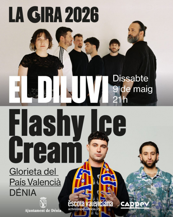 El Diluvi y Flashy Ice Cream actuarán en Dénia el 9 de mayo dentro de ‘La Gira’ de les Trobades