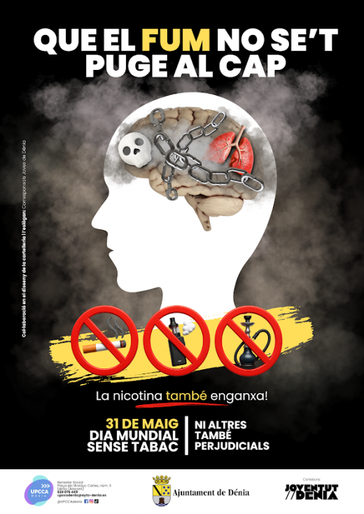 Dénia lanza una nueva campaña para alertar a los jóvenes sobre los riesgos de fumar, vapear y consumir cachimba