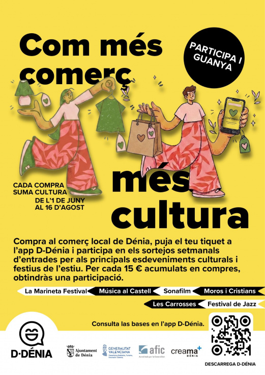 Vuelve ‘Com més comerç més cultura’: comprar en Dénia tendrá premio con entradas para los grandes eventos del verano