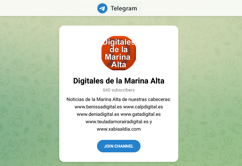 Suscríbete al canal de Telegram de Déniadigital.es