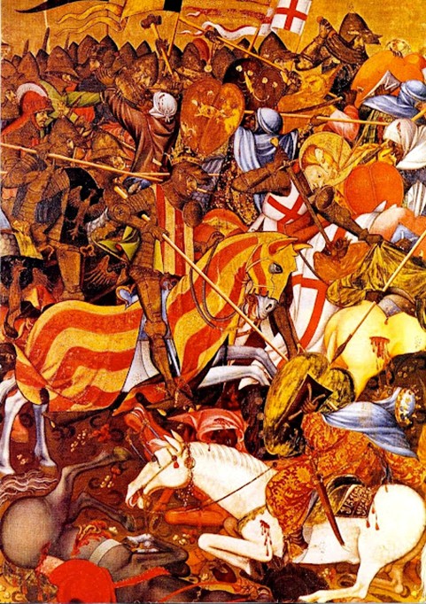 Cuadro de la Batalla del Puig. Andrés Marzal de Sax hacia 1410-1420 Jaime I y San Jorge
