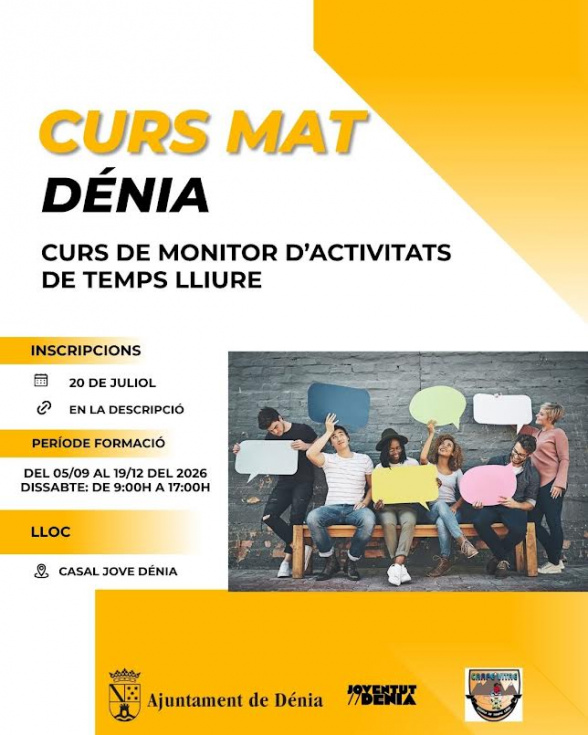 Dénia abre las inscripciones del Curso Oficial de Monitor de Actividades de Tiempo Libre para jóvenes a partir de 16 años