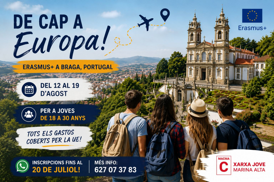 La Xarxa Jove de la Marina Alta ofrece cuatro plazas para un intercambio Erasmus+ en Portugal sobre comunicación digital y cambio social