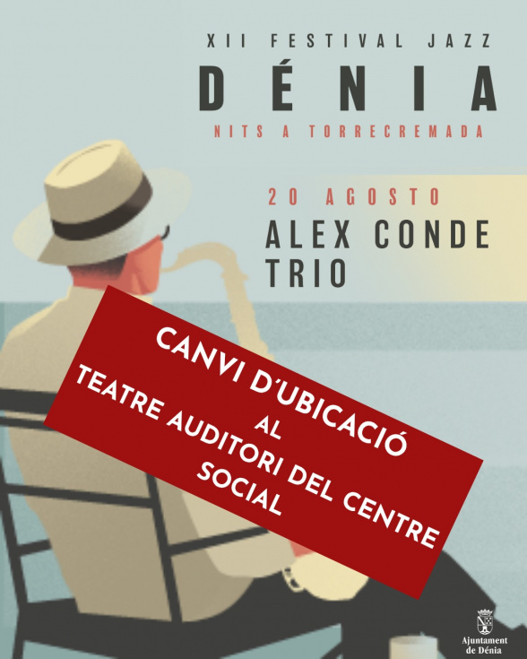 Atención: el Festival de Jazz de Dénia traslada esta noche el concierto de Alex Conde al Centro Social por alerta de lluvias