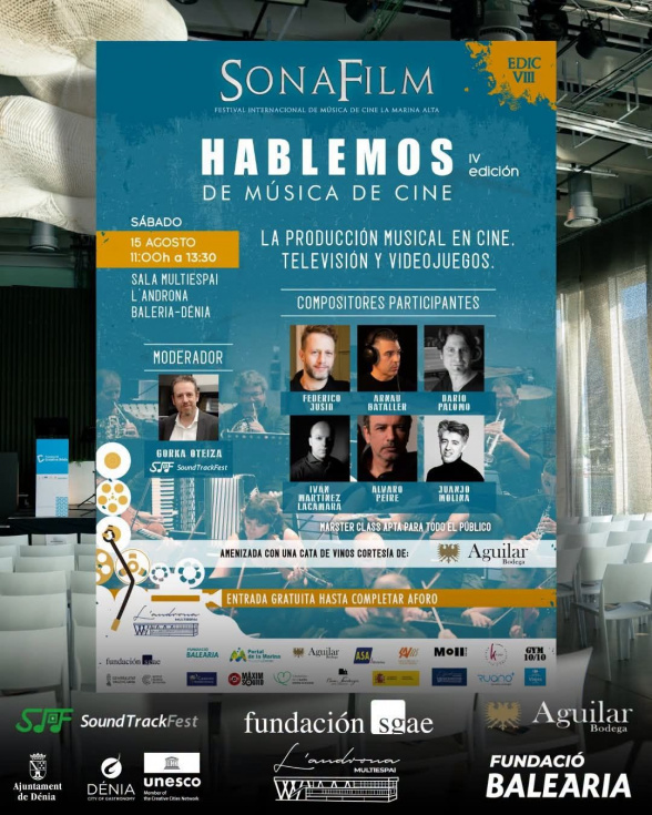 SonaFilm reúne mañana sábado 15 de agosto en Dénia a destacados compositores para hablar de música de cine