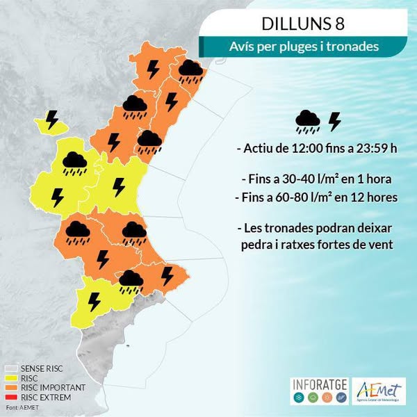 Alerta meteorológica en Dénia: nivel naranja por lluvias y tormentas