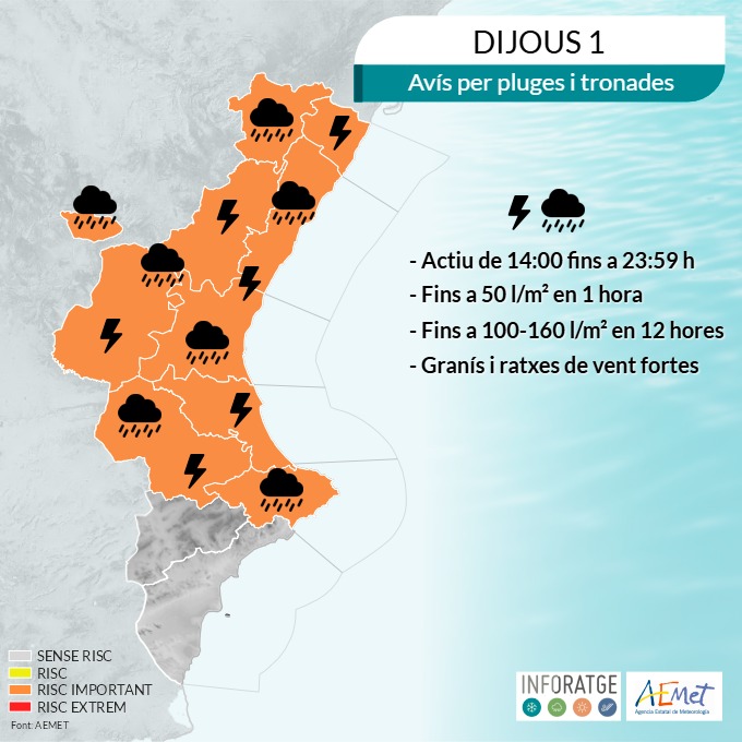 Dénia, en alerta naranja por lluvias desde este jueves: colegios abiertos y primeras restricciones