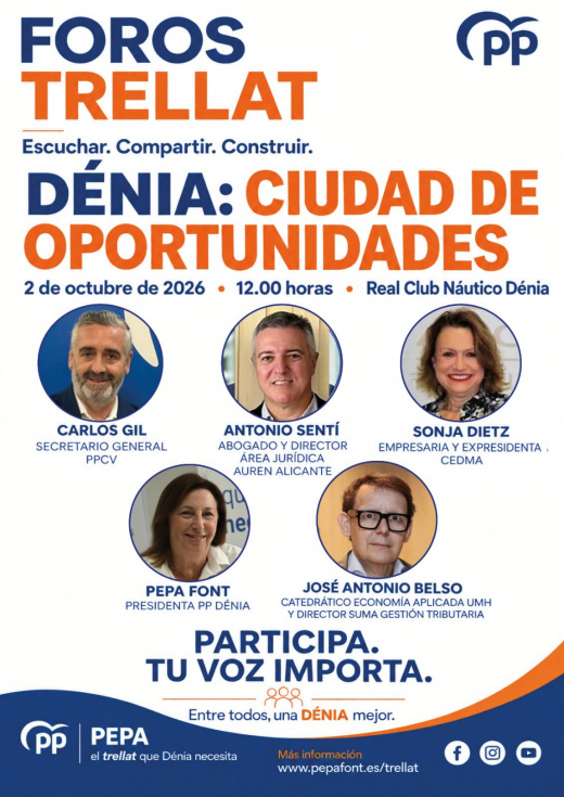 El PP de Dénia dedica su segundo Foro Trellat al modelo económico y las oportunidades de la ciudad