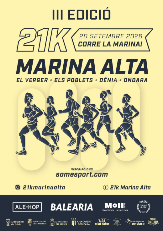 La media maratón 21K Marina Alta unirá Dénia, El Verger, Els Poblets y Ondara el 20 de septiembre