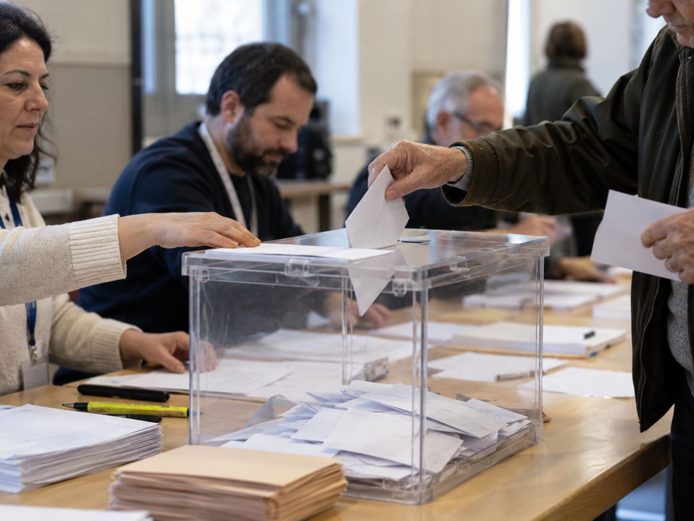 Recreaci&oacute;n de una persona depositando su voto en una urna durante una jornada electoral.