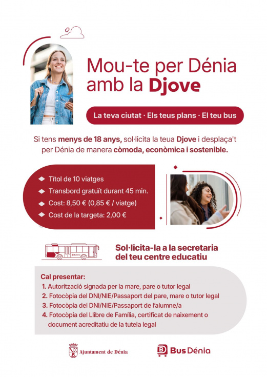 BusDénia lleva la tarjeta Djove a los institutos y colegios para facilitar su solicitud a menores de 18 años