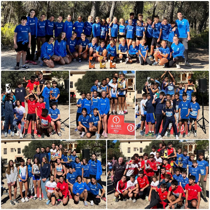Los atletas de la E.M.A. de D&eacute;nia-C.A. Bale&agrave;ria Di&agrave;nium lograron cinco podios por equipos en el Campeonato Provincial Escolar de Cross celebrado en Alcoi.