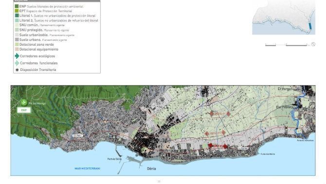 Plano de la afección del Pativel al término municipal de Dénia