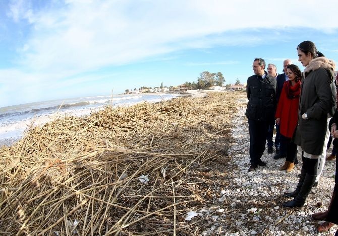 César Sánchez  ha visitado la playa de l’Almadraba de Els Poblets para conocer los efectos del último temporal registrado en la provincia.